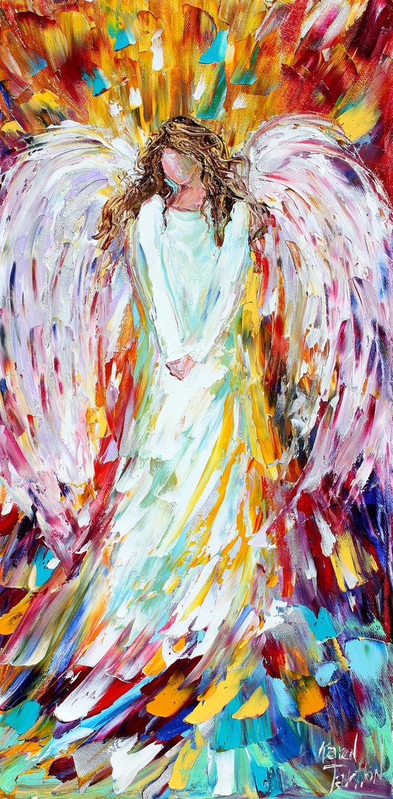 Items similar to Original oil ANGEL PALETTE KNiFE painting modern