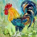 Original oil Rooster PALETTE KNiFE painting impressionism impasto fine art by Karen Tarlton