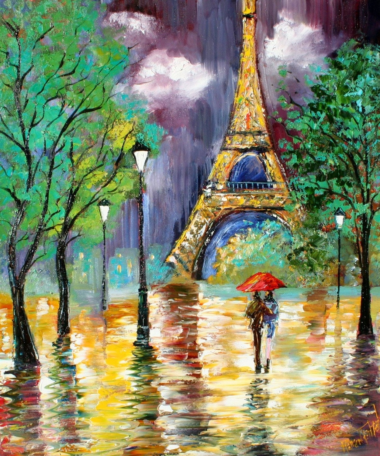 Karen Tarlton Original Oil Painting Paris Rain