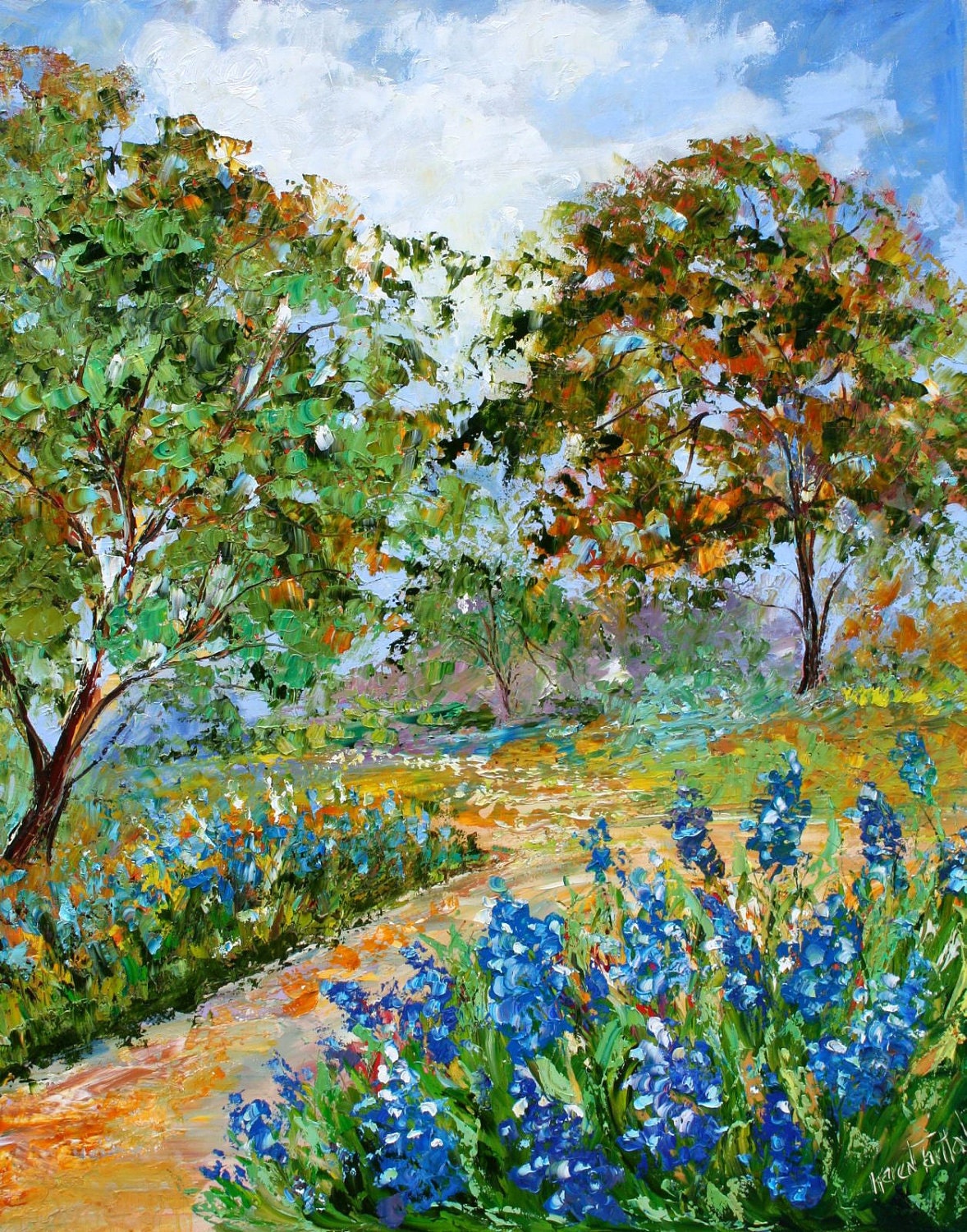 Original oil painting Texas Bluebonnet Flower by Karensfineart