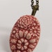 Porcelain Pendant Red Necklace Bronze Chain