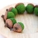 Needle Felted Wool Acorns - 9 Mossy Green