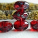 Czech Glass Beads Faceted 5-Cut Rondelle Spacers 14x9mm Ruby Red with Light Speckled Silver Picasso (6pcs) Last Lot