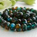 Faceted Rondelles Czech Glass Beads Fire Polished Spacers 6X8mm Bi-Colour Deep BlueTeal & Amber Topaz with Picasso (12pcs) NEW