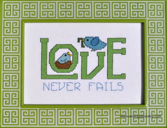 Bible Verse Cross Stitch Pattern PDF Love Never Fails