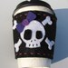 reversible glitter Skull and cross bones felt coffe cozy black heart