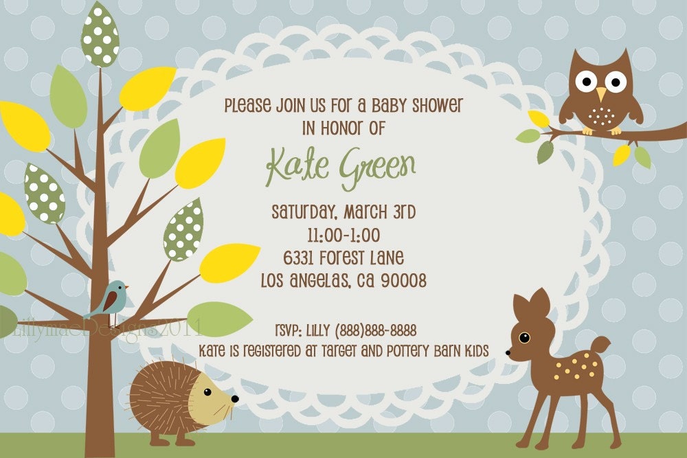 Forest Friends Baby Shower Invitation by LillyMaeDesigns on Etsy