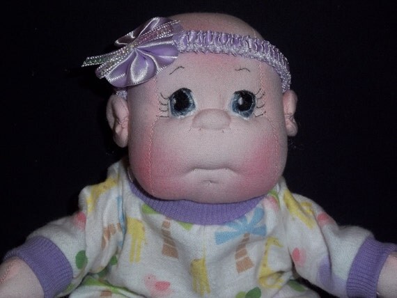 Soft Sculptured Bald Baby Girl Doll 10 long by puppythreads