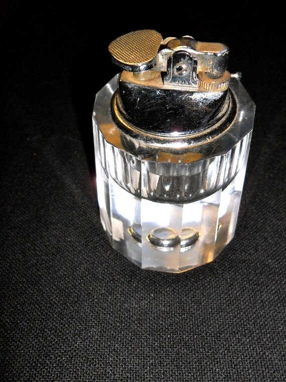 Clear Crystal Vintage Table Cigarette Lighter by PeaceTraveler