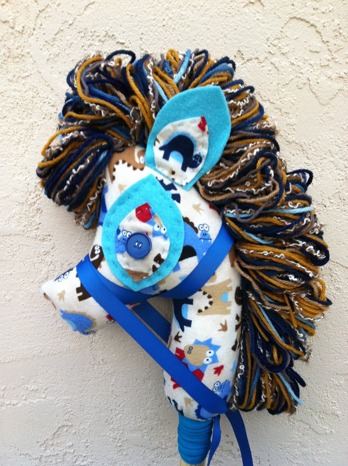 Dinosaur Hobby Horse Stick Pony Puppet Pretend Upcycled