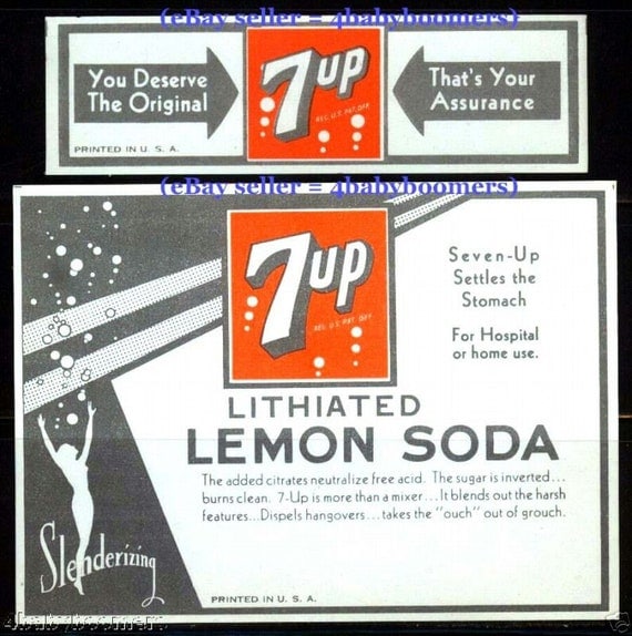 Two 1931 Vintage Paper 7-UP with LITHIUM Antique 1931 7UP