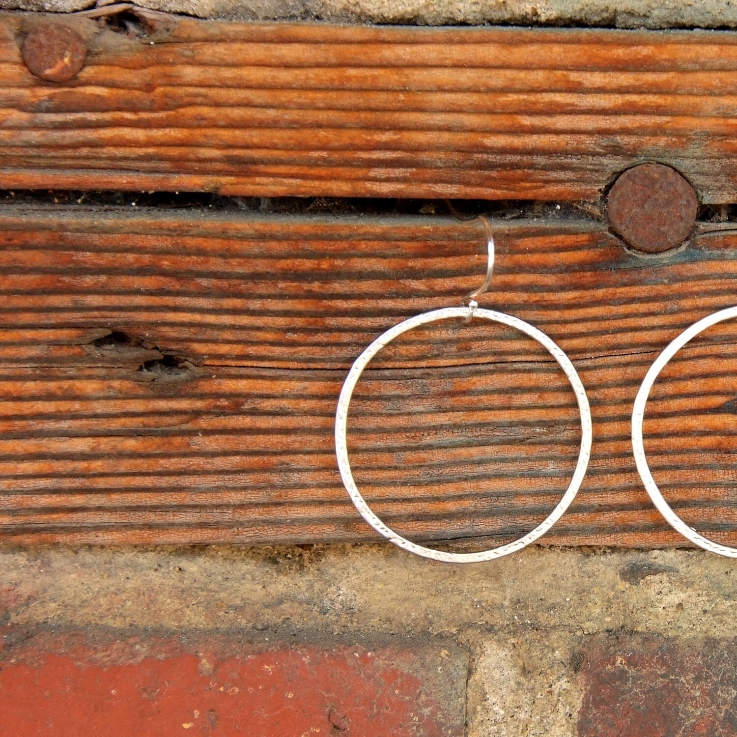 Matte Silver Textured Hoop Earrings