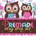 Bright Garden Owls- Premade Etsy Set