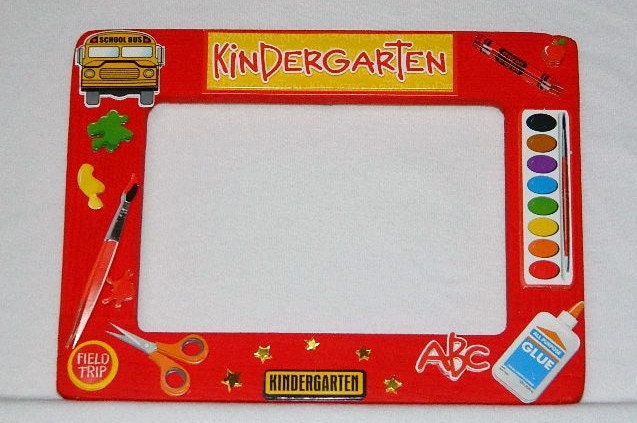 school kindergarten picture photo frame red 4X6