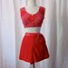 Dead Stock 1960's shorts and top set with matching belt vintage playsuit rockabilly pinup girl bombshell Size medium to large