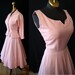 Beautiful 1950's Jonathan Logan pale pink linen matching dress & jacket w/ rhinestones, faux pearls vlv summer party - size Small to Medium