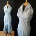 On Hold Gorgeous 1950's blue silk halter fish tail cocktail party dress with shelf bust vlv sexy - size Medium to Large