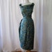 Chic XL1950's Bullock's of Pasadena blue silk floral sarong style cocktail dress vlv XL - size Extra Large
