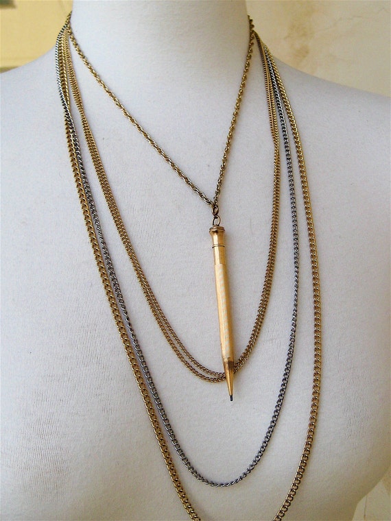 Mechanical Pencil Necklace Gold Filled by elansolete