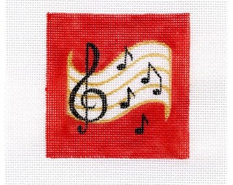 Musical Small Square Needlepoint B34 4x4 - Jody Designs