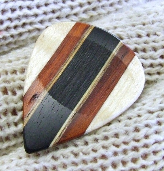Custom Wood Guitar Pick Handmade Exotic and Domestic Woods