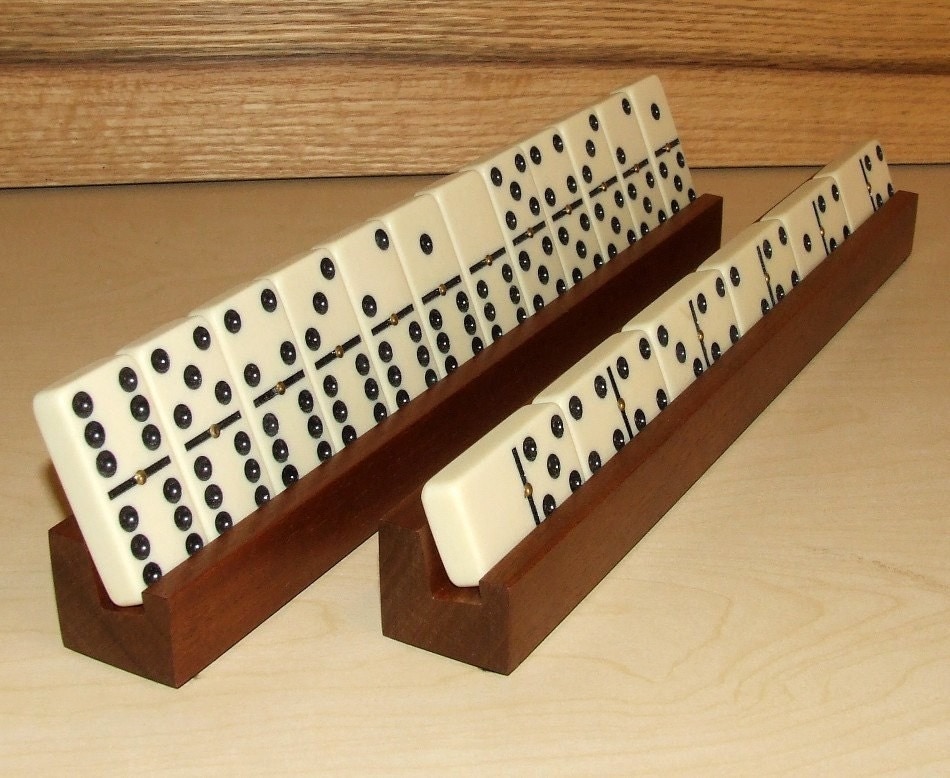 2 Rack Set Exotic African Sapele Wood Domino Holders