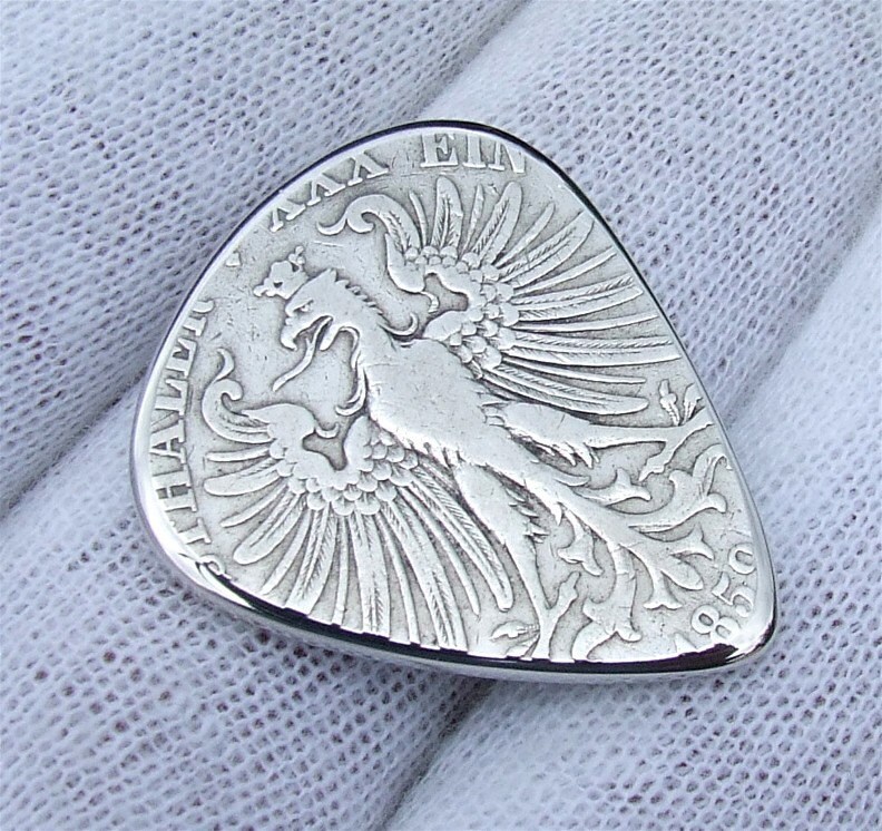 Custom Coin Guitar Pick Handmade with an 1859 Antique German