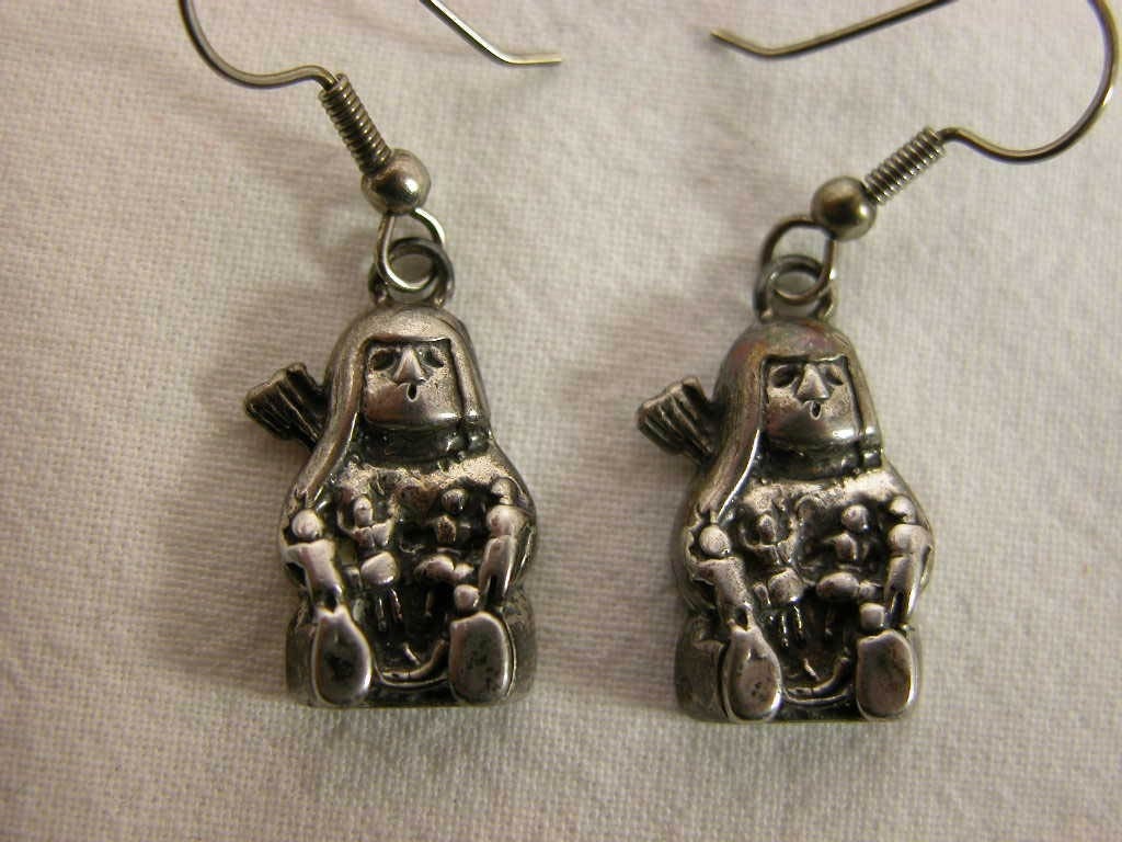 Sterling Mayan Aztec Ethnic Earrings