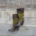 Upcycled Brown and Sage Green Leather Knee High Boots - Antonio Melani