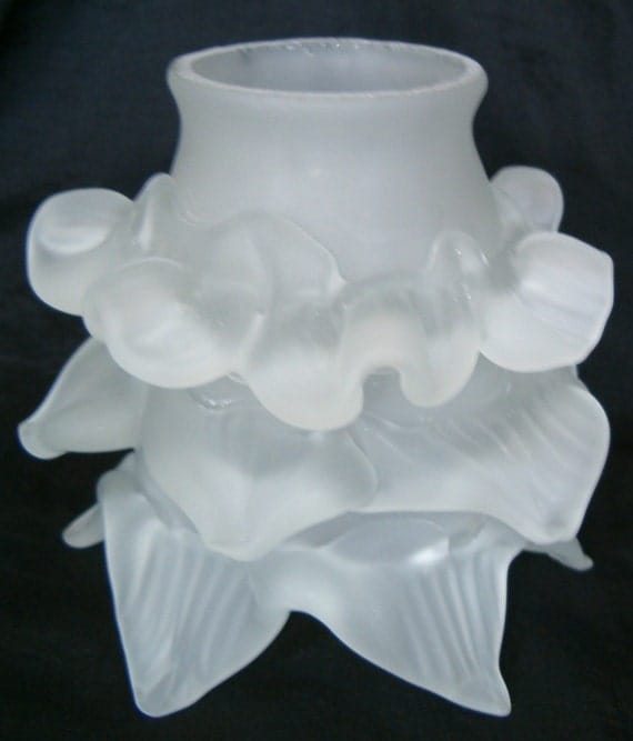 FROSTED Floral GLASS FLOWER ROSE PETAL Bridge LAMP SHADE