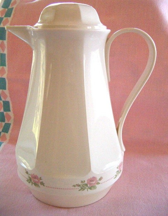 Christa Pink Rose Thermos Carafe Coffee Tea Beverage Server