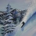 Snow Plume / Lake Tahoe Snowboarder/ Skier riding deep Powder ORIGINAL OIL painting on gallery wrapped canvas