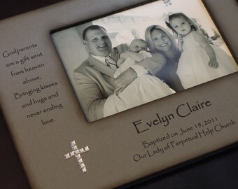 Baptism Christening Photo Frame - Personalized Gift for Godparents - Baptism Gift for Godparents