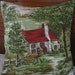 Bark Cloth Pillow Red Green Cabin Cottage Decor NEW Feather Pillow Insert 18 Inch Pieces Of Olde Bark Cloth Pillow