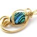 Paua Abalone Gold Pendant, 14k Gold Filled Wire Sculpture Asymetrical Gemstone Pendant Necklace, Gift for Her