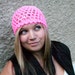 Crochet Peek A Boo Beanie -Shocking Pink READY TO SHIP