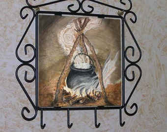 Witchy Cauldron Key, Herb, or Candle Rack
