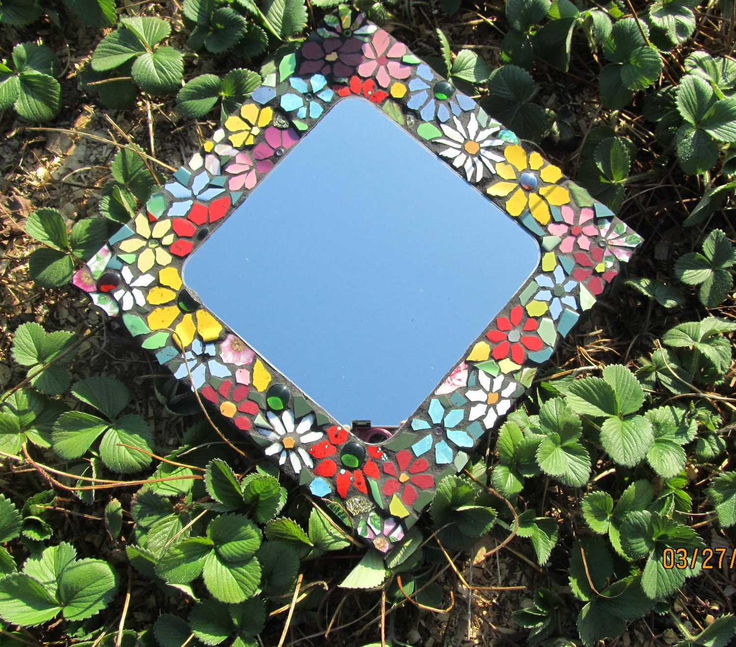 Mosaic Mirror Colourful Flower Mosaic Mirror
