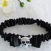 Gothic Black Satin Garter with silver Skull