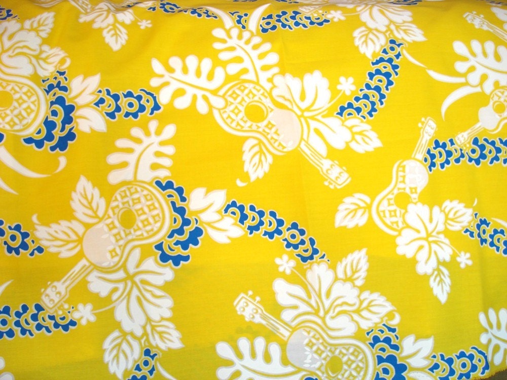 RESERVED FOR SONYA Hawaiian Print Fabric in Yellow and Blue