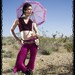 Last One- Crescent Flare Capri Pants in EGGPLANT/gold stripe (Size XL)