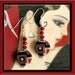 Art Deco Style Earrings ABSTRACT Geometric Black, Red & Silvery Gray Recycled Sawdust Beads Color Blocks