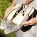 SALE- Silver Star - Cinderella Vintage 60s Silver Lurex Sparkle Shoes. Ornate Fancy Silver Star detail. Women's Size 7