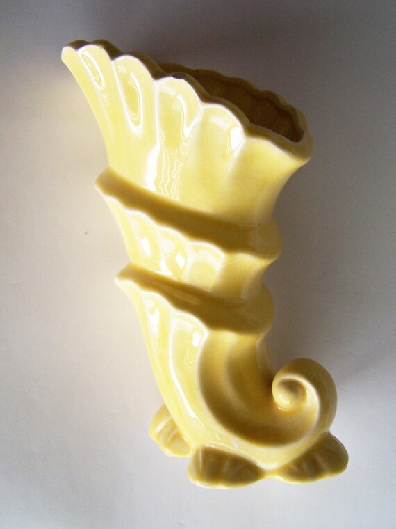 Vintage Yellow Pottery Vase USA Brand