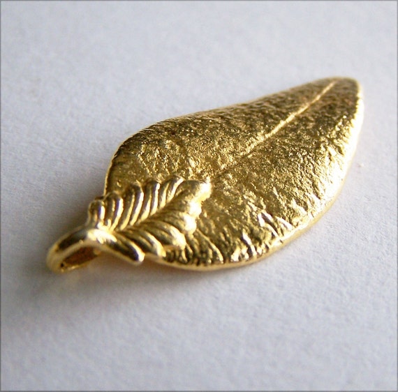 Vintage Gold Dipped Real Leaf Pendant Charm