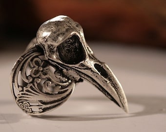 Raven Skull Ring Self adjustable Sizes 4 to 11 (Made in NYC)