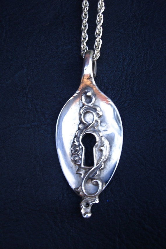 Items similar to Silver Spoon Necklace Keyhole Necklace The Key to my