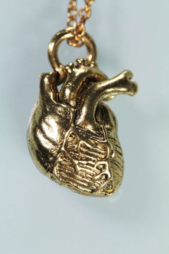 Little Gold Anatomical Heart Necklace 18k goldplated