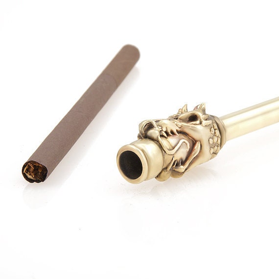 Dragon cigarette holder original carving made in NYC Blue