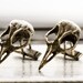Silver bird skull cuff links